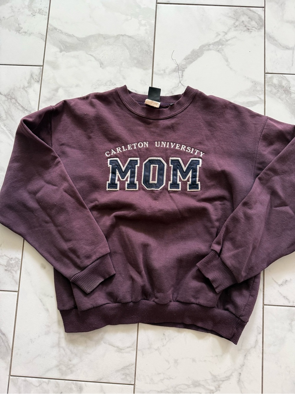 Vintage Carleton University 90’s Boxy Oversized MOM Crewneck Sweater Plum Size M